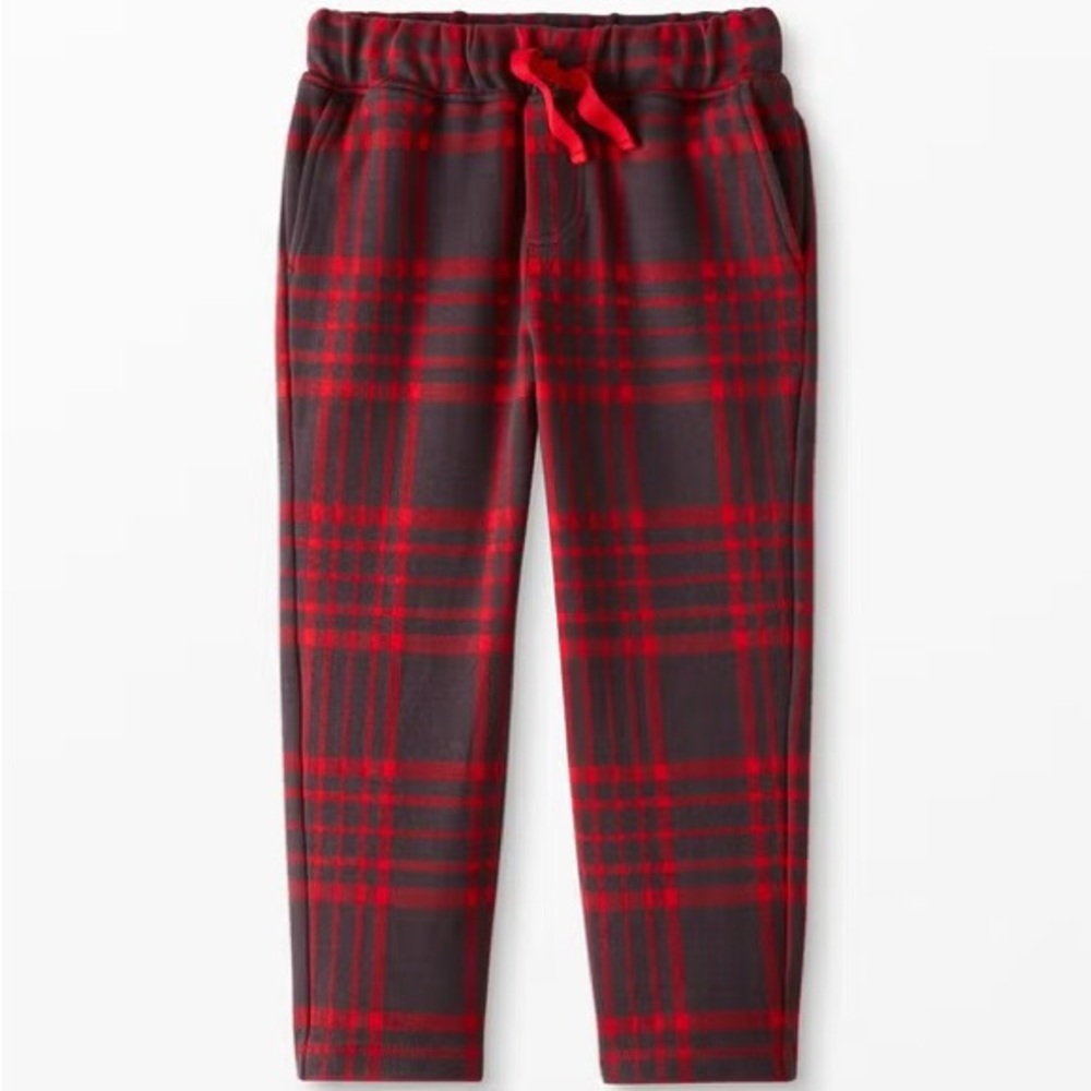 Hanna Andersson Plaid Knit Sweatpants (Red/Gray) Size 6-7